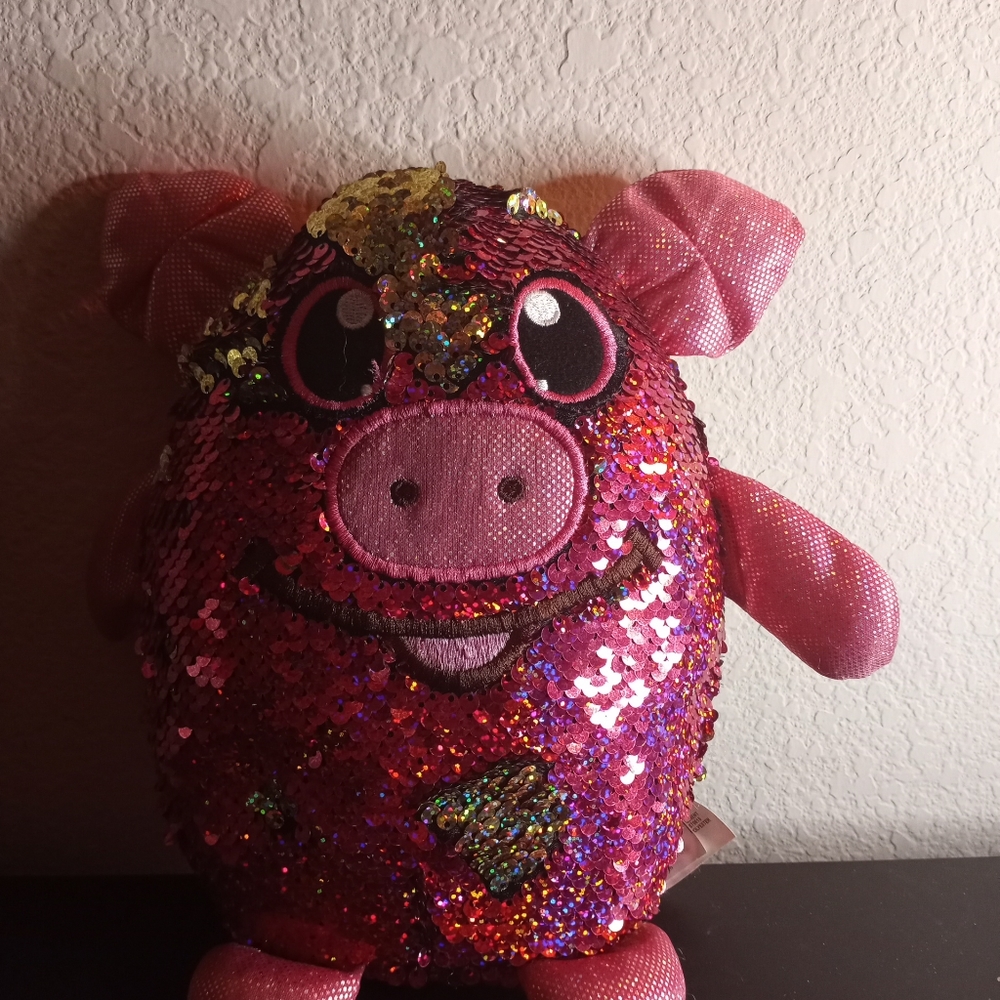 NEW Shimmeez Sequined 10" Pink Doggie Plush.